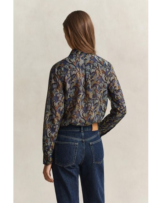 Gant Blue Printed Cotton Silk Shirt Evening