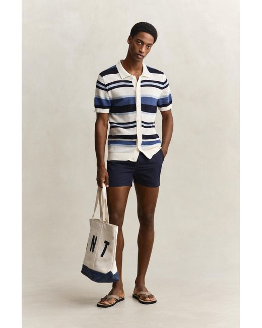 Gant Blue Striped Polo Sweater for men