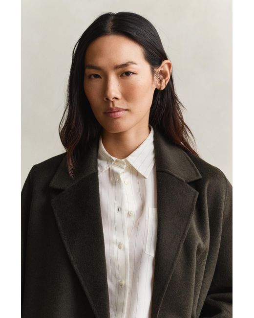 Gant Black Handstitched Belted Coat Dark Moss