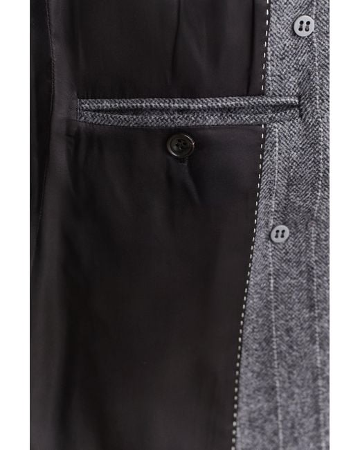 Gant Gray Striped Wool Blend Coat Charcoal Melange