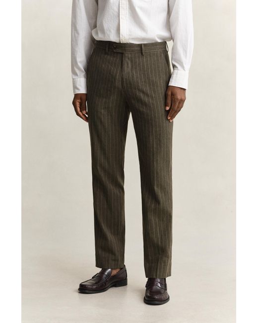 Gant Natural Pinstriped Suit Pants Rich for men