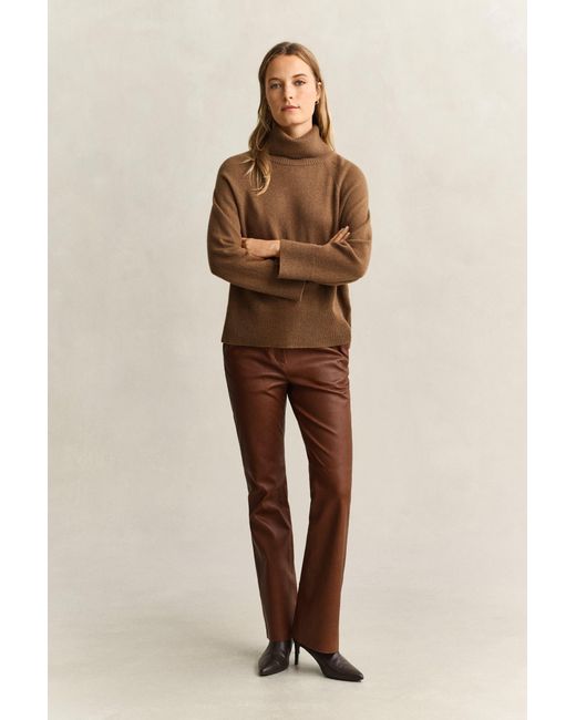 Gant Brown Wool Cashmere Turtleneck Sweater Warm