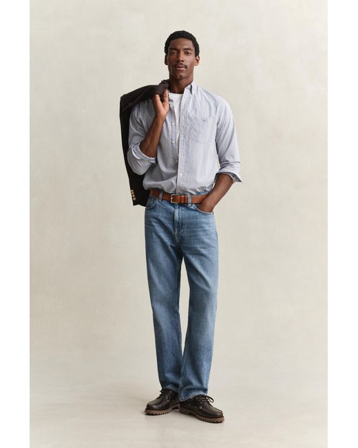 Gant Blue Striped Poplin Shirt for men