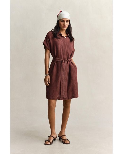 Gant Multicolor Linen Cap Sleeve Shirt Dress