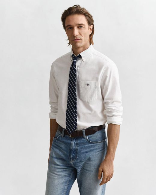 Gant White Regular Fit Classic Oxford Shirt for men