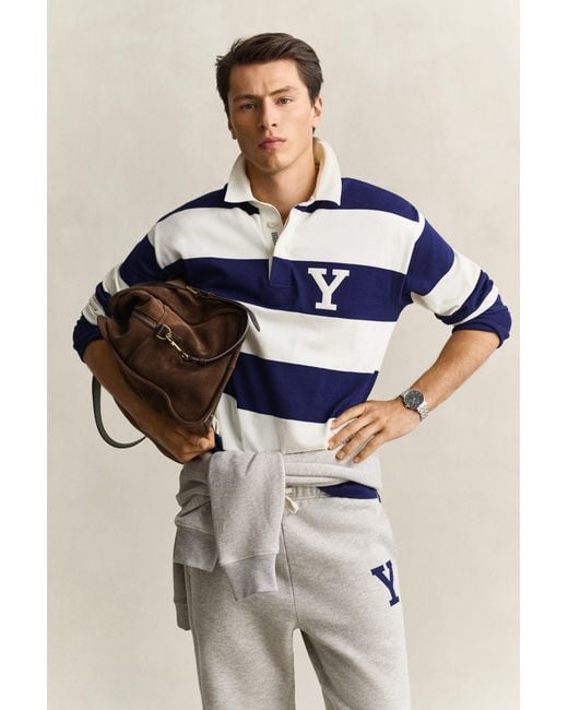 Gant Blue X Yale Striped Heavy Rugger Rich for men