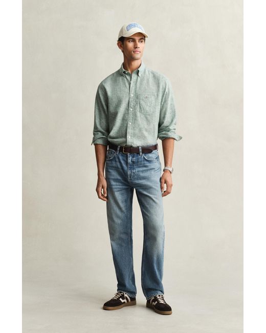 Gant Green Linen Blend Shirt Woody for men