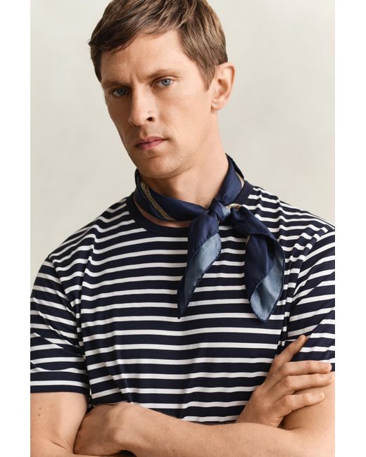 Gant Blue Pima Cotton Striped T-Shirt Evening for men
