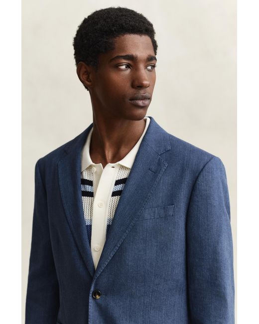 Gant Blue Linen Blend Suit Jacket Persian for men