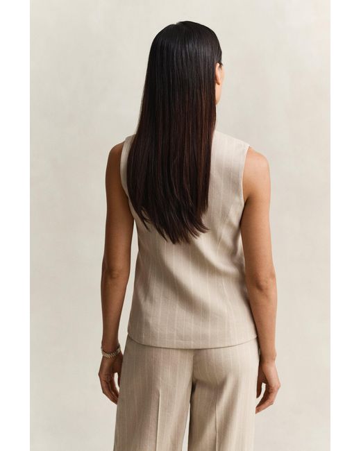 Gant Natural Pinstriped Linen Blend Vest