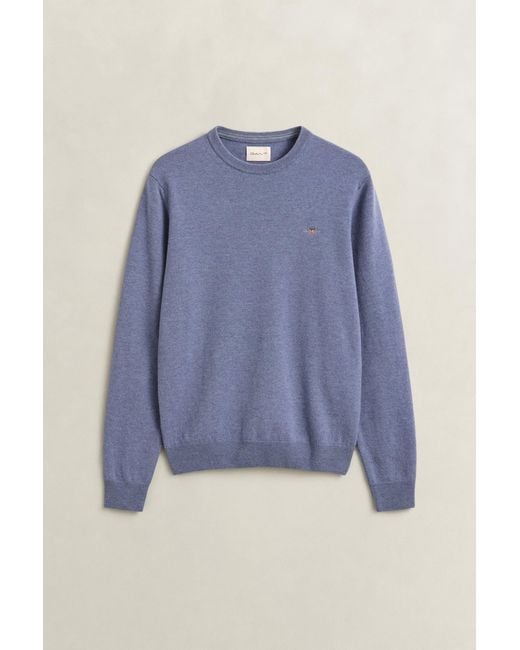 Gant Blue Lambswool Crew Neck Sweater for men