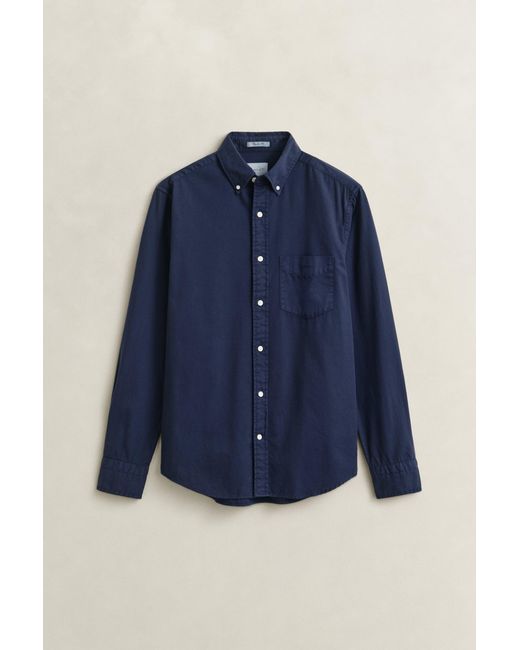 Gant Blue Regular Fit Garment-Dyed Twill Shirt for men