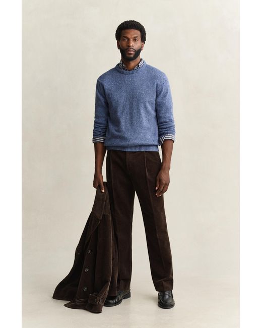 Gant Blue Wool Blend Nepps Crew Neck Sweater for men