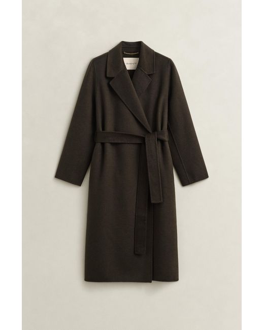 Gant Black Handstitched Belted Coat Dark Moss