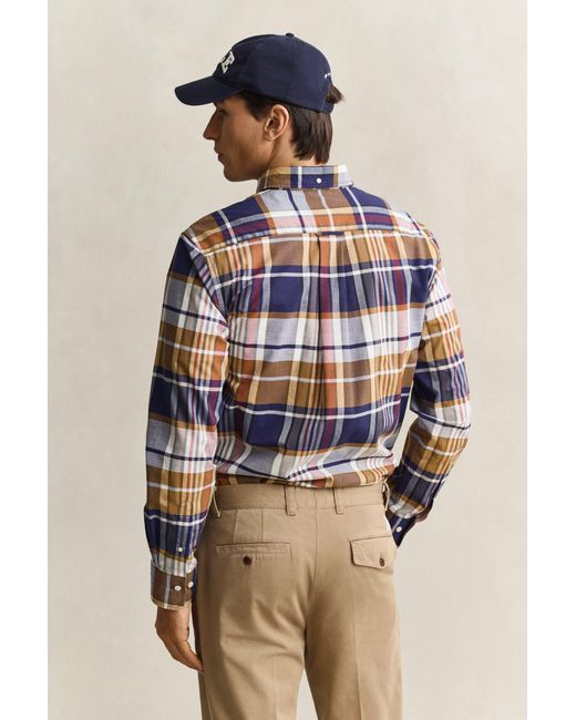 Gant Natural X Yale Checked Poplin Shirt for men