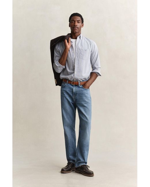 Gant Blue Striped Poplin Shirt for men