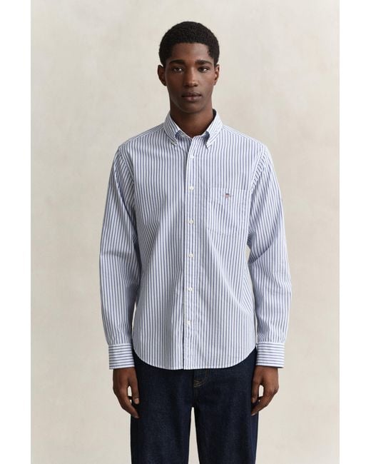 Gant Blue Striped Poplin Shirt for men