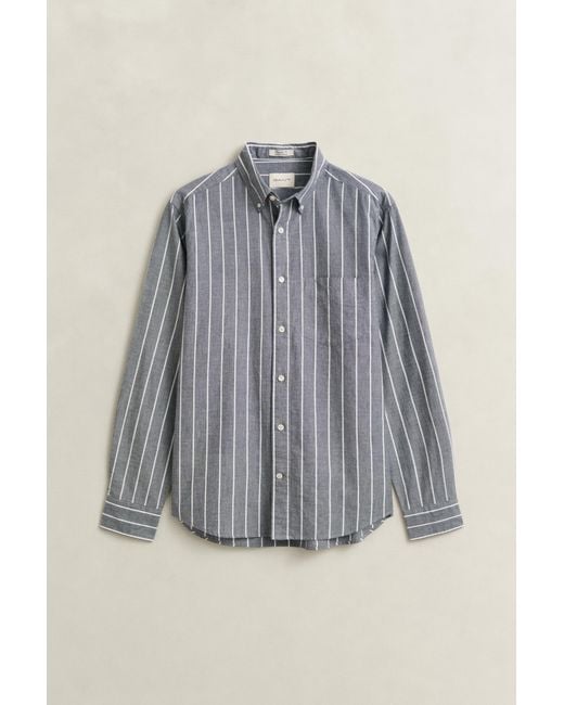 Gant Gray Striped Mélange Poplin Shirt Dark Melange for men