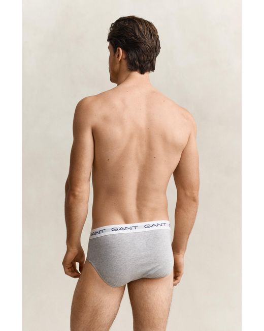 Gant White 3-Pack Logo Waistband Briefs for men