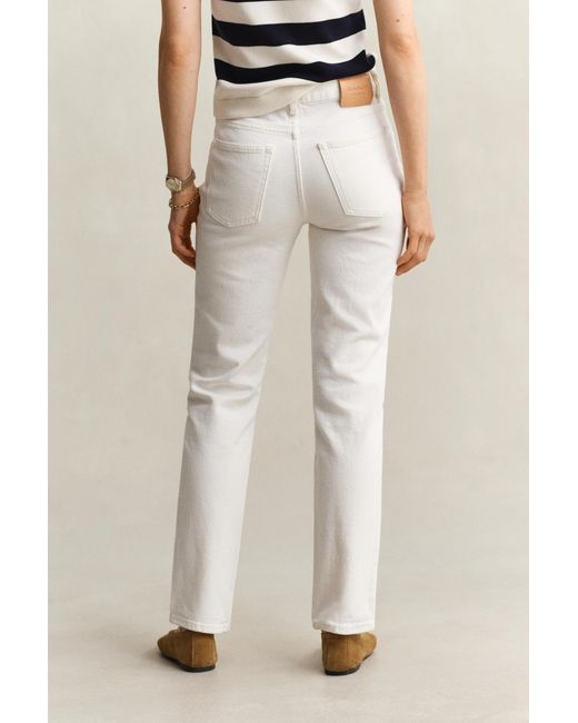 Gant Natural Straight Leg Stretch Jeans Eggshell
