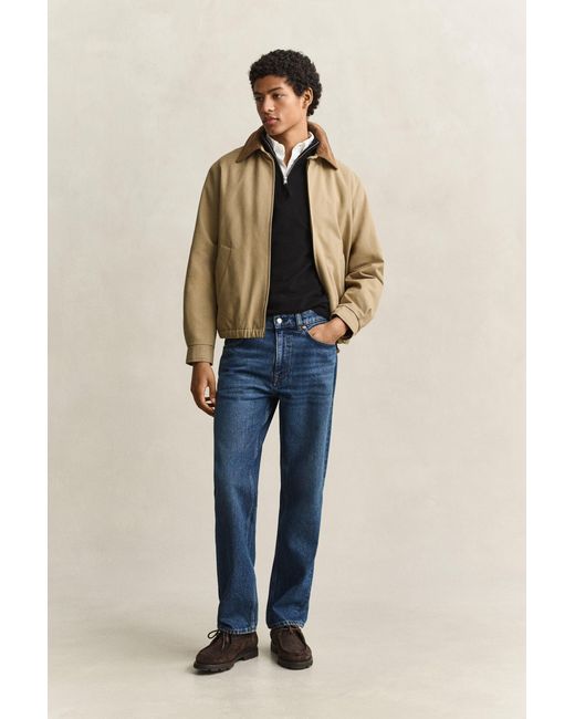 Gant Blue Lambswool Half-Zip Sweater for men