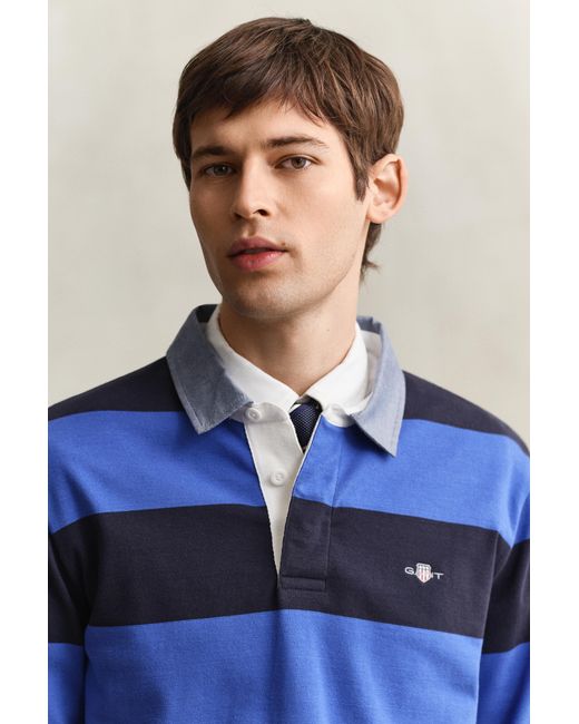 Gant Blue Chambray Collar Striped Heavy Rugger for men