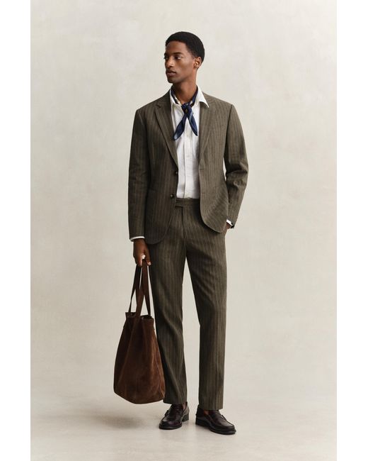 Gant Brown Pinstriped Suit Jacket Rich for men