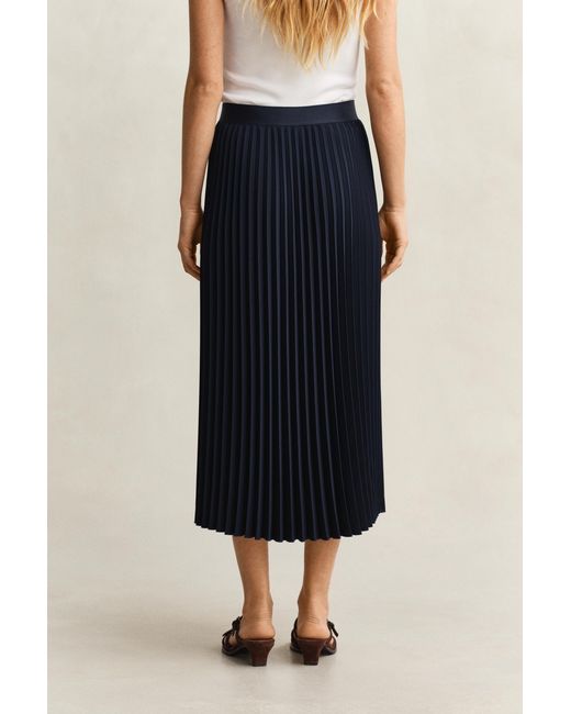 Gant Blue Pleated Midi Skirt