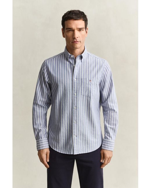 Gant Blue Striped Classic Oxford Shirt College for men