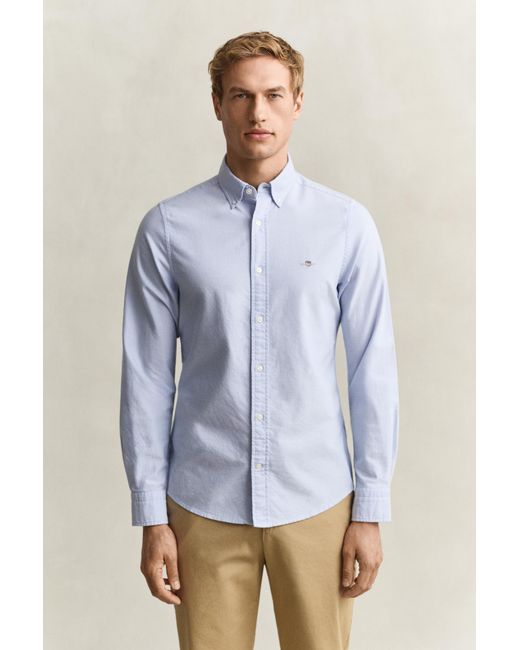 Gant Blue Classic Slim Oxford Shirt for men