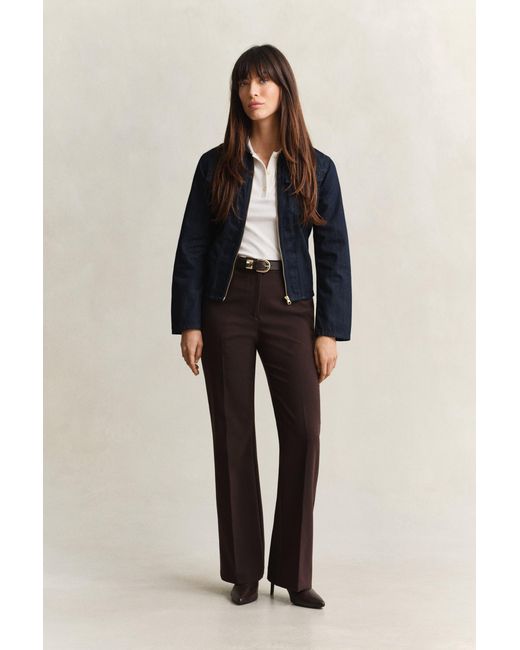 Gant Black Slim Flared Slacks Deep