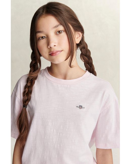 Gant Pink Teens Teen Girls Slubbed T-Shirt Light