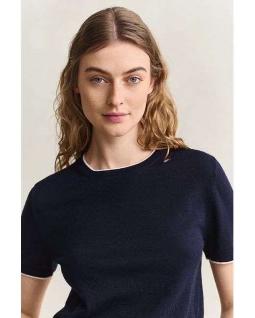 Gant Blue Short Sleeve Sweater Evening