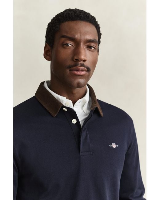 Gant Blue Corduroy Collar Rugger Evening for men