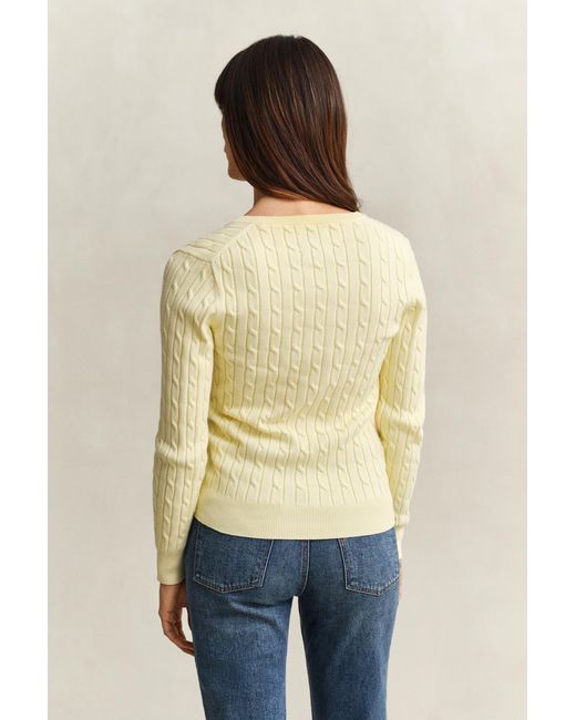 Gant Natural Cable Knit V-Neck Sweater