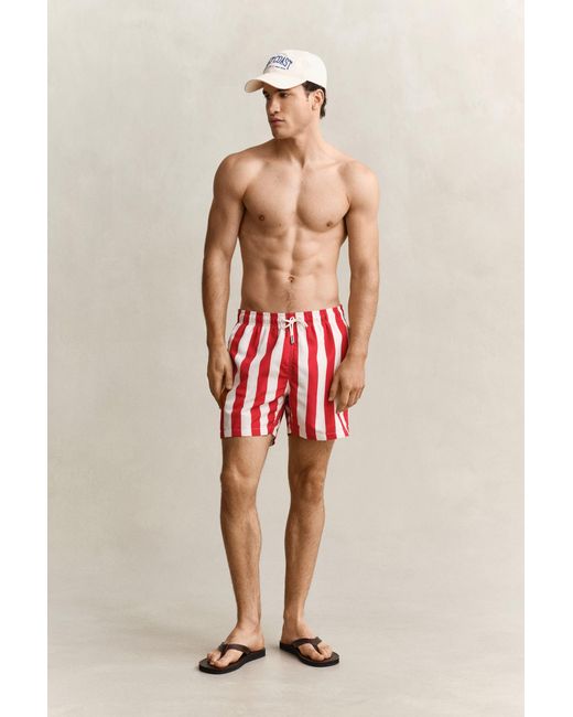 Gant White Block Striped Swim Shorts for men