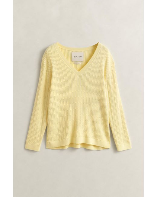 Gant Natural Cable Knit V-Neck Sweater