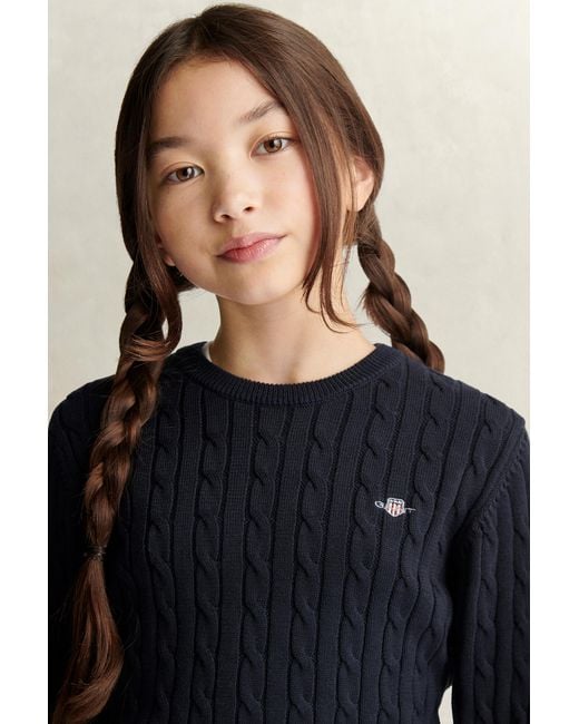 Gant Blue Teens Teen Girls Cable Knit Sweater Evening