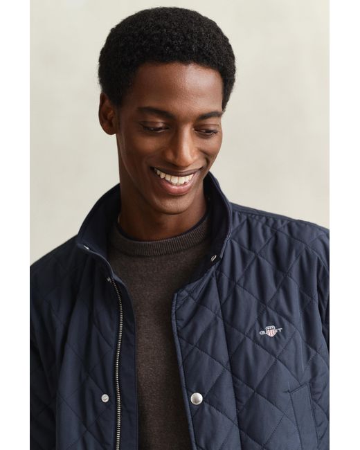 Gant Blue Quilted Windcheater Mid-Length Jacket for men