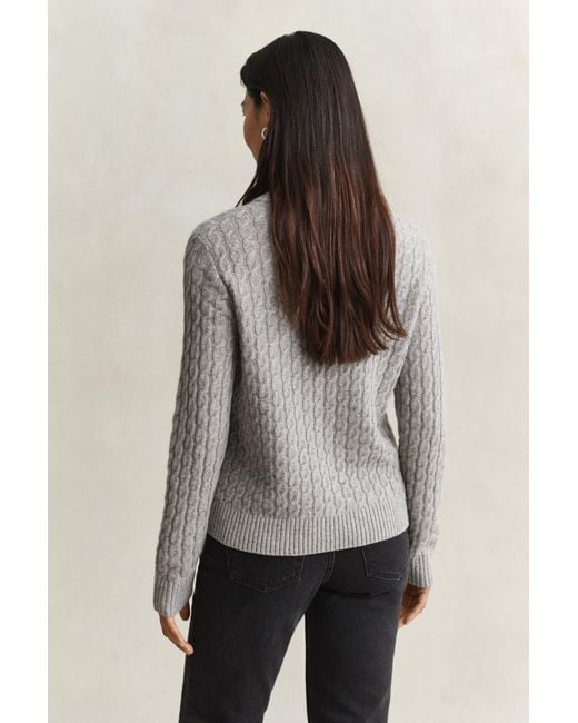 Gant Gray Cashmere Cable Knit Sweater Melange