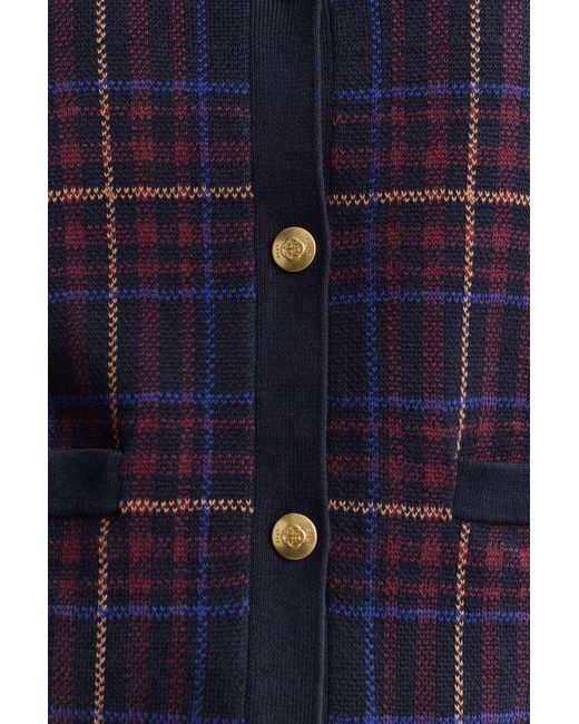 Gant Blue Knitted Check Cardigan Evening