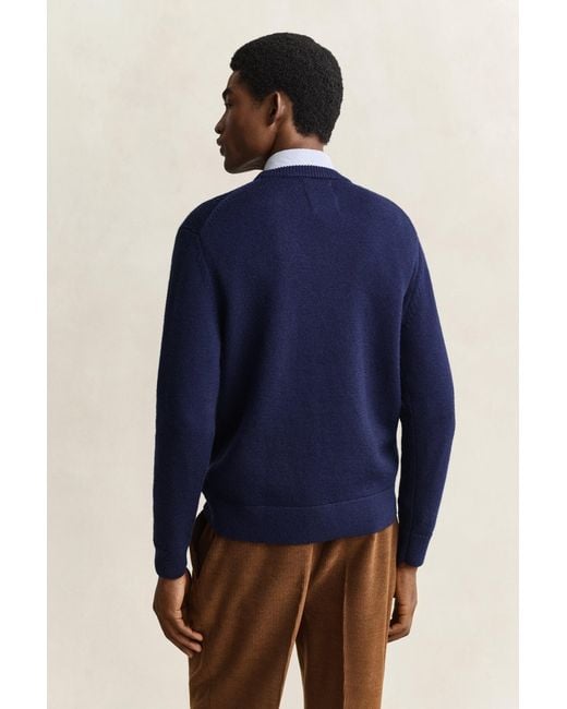 Gant Blue X Yale Merino Wool Sweater Marine for men