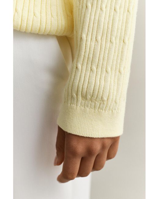 Gant Natural Cable Knit V-Neck Sweater