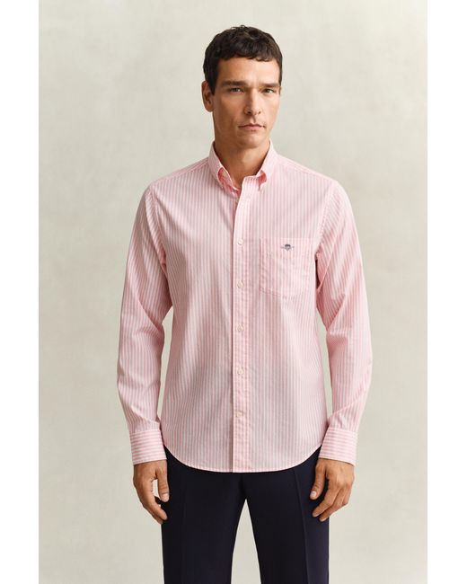 Gant Pink Striped Classic Poplin Shirt for men