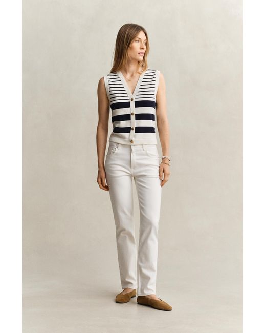 Gant Natural Straight Leg Stretch Jeans Eggshell