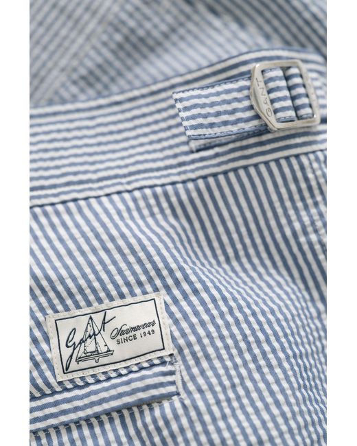 Gant Pink Fitted Seersucker Swim Shorts for men