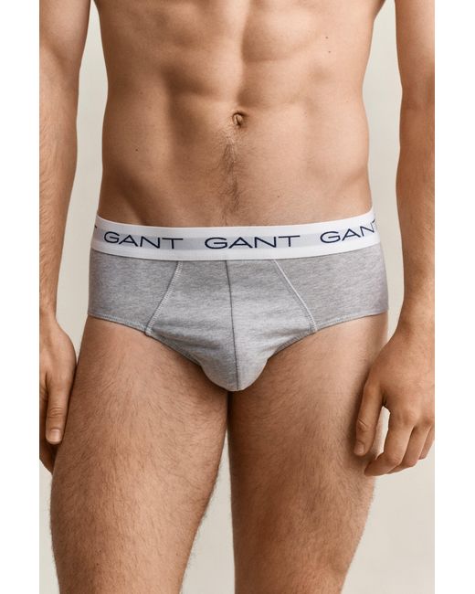 Gant White 3-Pack Logo Waistband Briefs for men