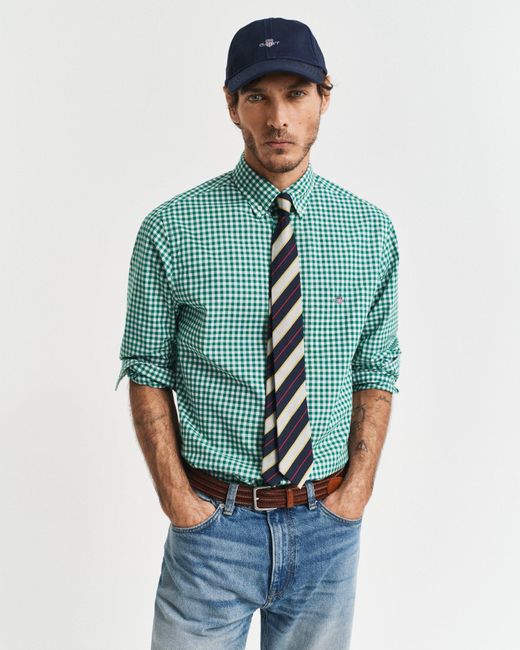 Gant Green Regular Fit Classic Gingham Poplin Shirt for men