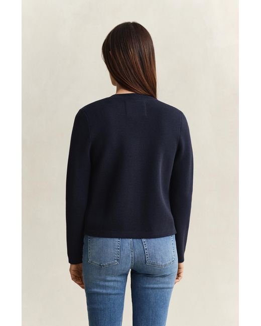 Gant Blue Knitted Cotton Jacket Evening