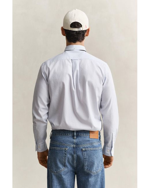 Gant Blue Classic Regular Striped Poplin Shirt for men
